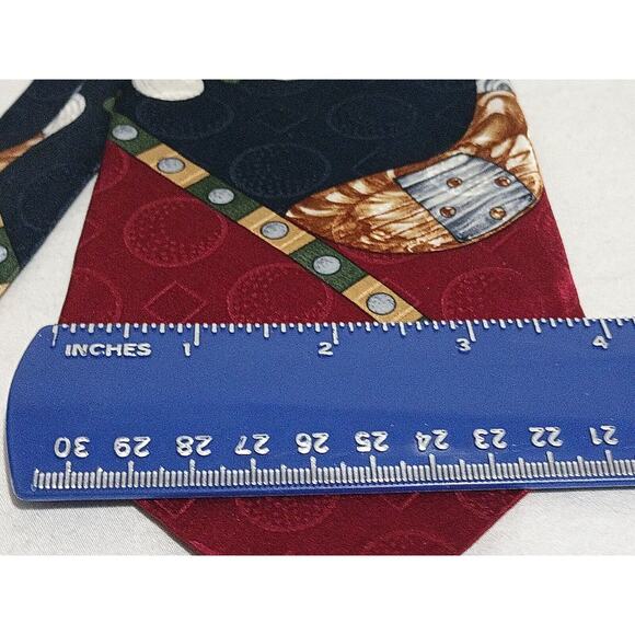 Evan Picone Sport 100% Imported Silk Made In USA Maroon Blue 18 Hole Golf Print - Picture 2 of 10